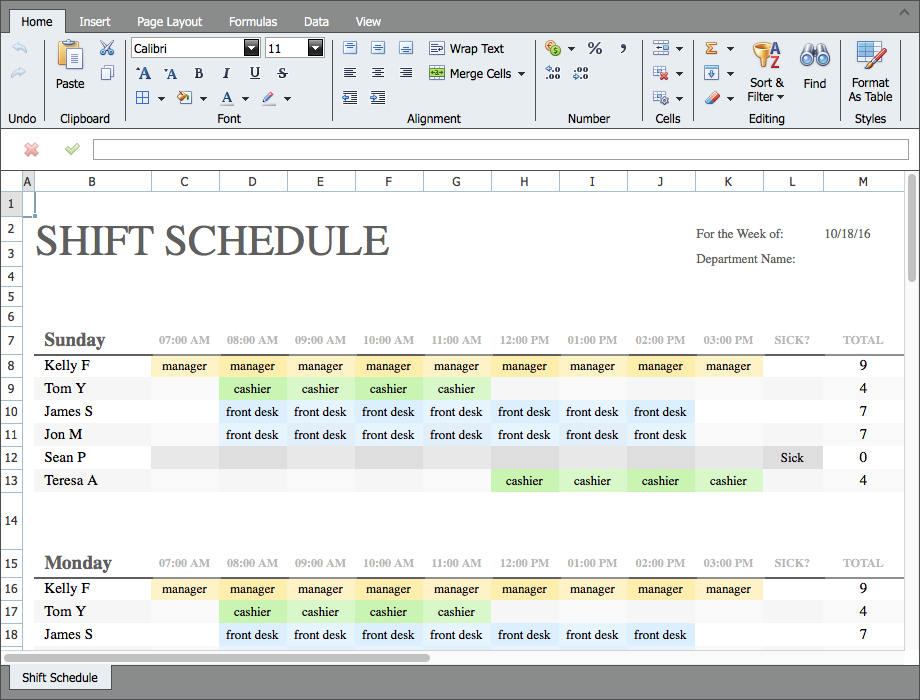 Shift Schedule